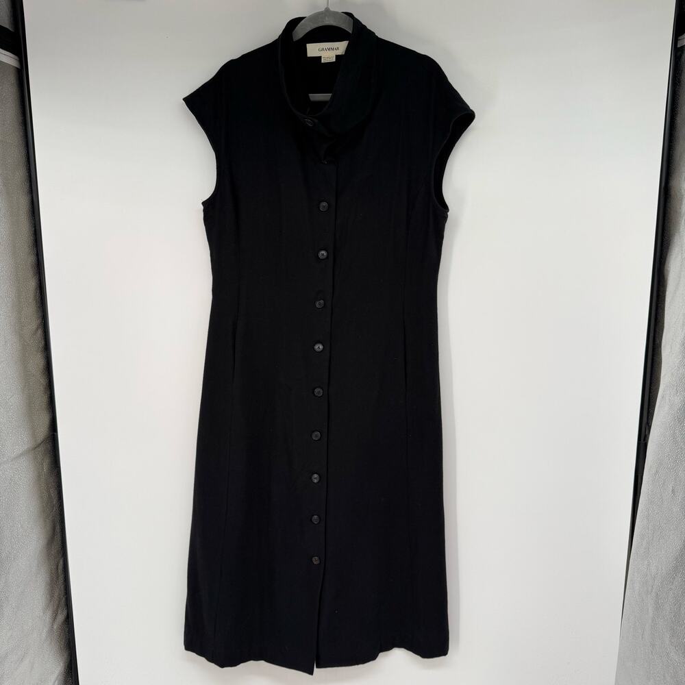 Grammar NYC The Flannel Alliteration Dress Women's Size XL Black Organic Cotton